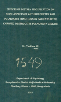 Image of Effects Of Dietary Modification On Some Aspects Of Anthropometry And Pulmonary Functions In Patients With Chronic Obstructive Pulmonary Disease