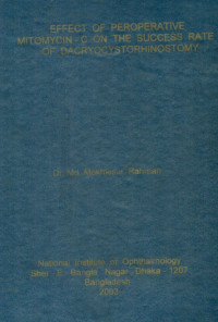 Image of Effect Of Peroperative Mitomycin - C On The Success Rate Of Dacryocystorhinostomy
