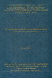 Image of Outcome Of Vitamin A And Zinc Supplementation In Treatment Of Smear Positive Pulmonary Tuberculosis Patients (New Cases)