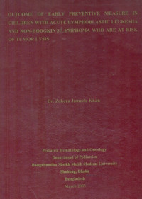 Image of Outcome Of Early Preventive Measure In Children With Acute Lymphoblastic Leukemia And Non-Hodgkin's Lymphoma Who Are At Risk Of Tumorlysis