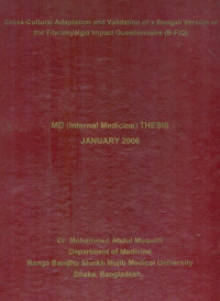 Image of Cross-Cultural Adaptation and Validation of a Bengali Version of the Fibromyalgia Impact Questionnaire (B-FIQ)