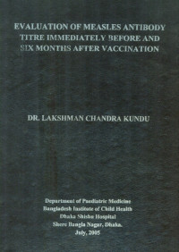 Image of Evaluation Of Measles Antibody Titre Immediately Before And Six Months After Vaccination
