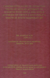 Image of Comparative Study f Titration Value Of Anti-AB Antibody Of O-Serum With Anti-A And Anti-B Antibody Of Group B And Group A Serum At Room Temperature