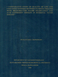 Image of Comparative Study Of Quality Of Life And Cost-Effectiveness Between Patients Treated With Helicobactor Pylori Eradication And Acid Suppresion Therapy In Duodenal Ulcer Disease
