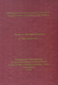 Image of Efficacy of warm cot care for low birth weight infants weighing 1200-1800g