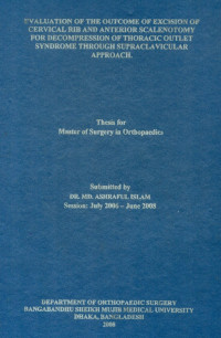 Image of Evaluation Of The Outcome Of Excision Of Cervical Riv and Anterior Scalenotomy For Decompression Of Thoracic Outlet Syndrome Through Supraclavicular Approach