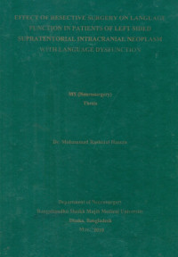 Image of Effect Of Resective Surgery On Language Function In Patients Of Left Sided Supratentorial Inatracranial Neoplasm With Language Dysfunction