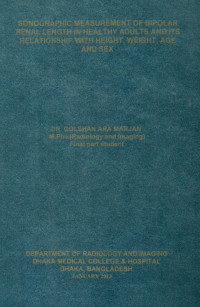 Image of Sonographic Measurement Of Bipolar Renal Length In Healthy Adults And Its Relationship With Height, Weight ,Age And Sex