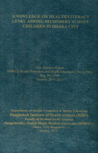 Image of Knowledge On Health Literacy Level Among Secondery School Children In Dhaka City