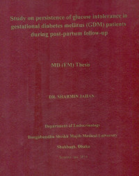 Image of Study on persistence of glucose intolerance in gestational diabetes mellitus (GDM) patients during post-partum follow-up