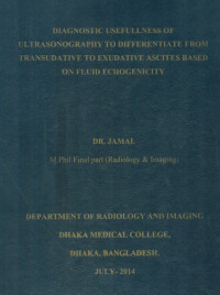 Image of Diagnostic  Usefullness  Of  Ultrasonography  To  Differentiate  From  Transudative  To  Exudative  Ascites  Based  On  Fluid  Echogenicity