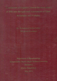 Image of Translation of  English Clinical  Decision Rules  (CDR) into Bengali and Assessment of Their  Reliability and  Validity