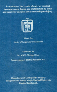 Image of Evaluation  of the  results  of  anterior  cervical  decompression,  fusion  and  stabilization  by  plate  and  screw  for  unstable  lower  cervical  spine  injury