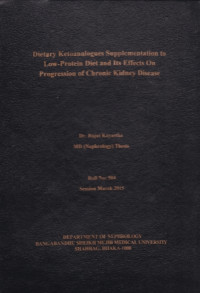 Image of Dietary  Ketoanalogues  Supplementation  to  Low  Protein  Diet  and  Its  Effects  On  Progression  of  Chronic  Kidney  Disease
