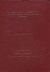 Image of Determination of Anti- thyroid  Antibody Titer in Adult Patients With Subclinical Hypothyroidism: A Pilot Study
