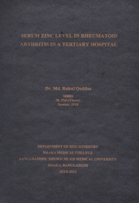 Image of Serum Zinc Level in Rheumatoid Arthritis in Tertiary Hospital