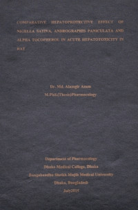 Image of Comparative Hepatoprotective Effect of Nigella Sativa, Andrographis Paniculata and Alpha Tocopherol in Acute Hepatotoxicity