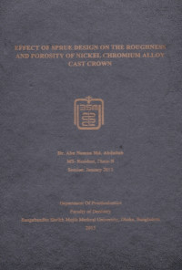 Image of Effect of Sprue Design on The Reoughness and Porosity of Nickel Chromium Alloy Cast Crown