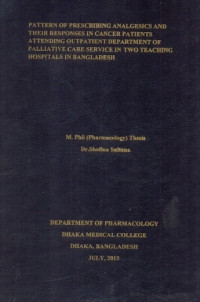 Image of Pattern of Prescribing Analgesicsb and Their Responses in Cancer Patients Attending Outpatient Department of Palliative Care Service in Two Teaching Hospitals in Bangladesh