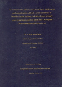 Image of To eompare the efficacy of Tamsulosin Solifenacin and Combination of both in the treatment of Double-j stent related irritative lower urinary tract symptoms and low back pain- hospital based randomized clinical Trial
