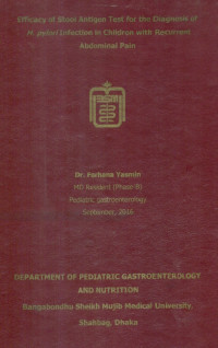 Image of Efficacy of stool Antigen Test for the Diagnosis of H. pylori Infection in Children with Recurrent Abdominal Pain