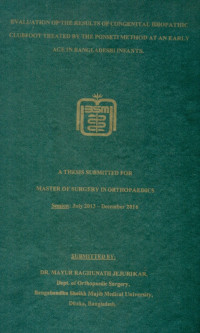 Image of EVALUATION OF THE RESULTS OF CONGENITAL IDIOPATHIC CLUBFOOT TREATED BY THE PONSETI METHOD AT AN EARLY AGE IN BANGLADESHI INFANTS