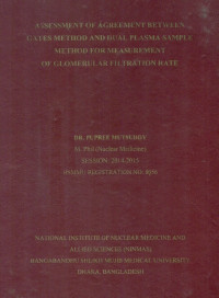 Image of ASSESSMENT OF AGREEMENT BETWEEN GATES METHOD AND DUAL PLASMA SAMPLE METHOD FOR MEASUREMENT OF GLOMERULAR FILTRATION RATE