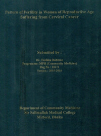 Image of Pattern of Fertility in Women of Reproductive Age Suffering from Cervical Cancer