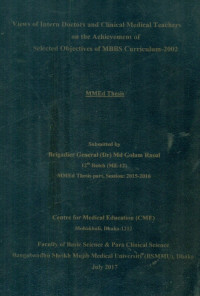 Image of Views of Intern Doctors and Clinical Medical Teachers on the Achievement of Selected Objectives of MBBS Curriculum-2002