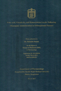 Image of Folic acid, Vitamin B12 and Homocysteine Levels Following Olanzapine Administration in Schizophrenia Patients