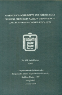 Image of ANTERIOR CHAMBER DEPTH AND INTRAOCULAR PRESSURE CHANGES IN NARROW IRIDOCORNEAL PRESSURE CHANGES AFTER PHACOEMULSIFICATION