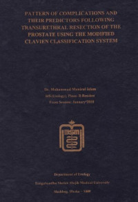 Image of PATTERN OF COMPLICATIONS AND THEIR PREDICTORS FOLLOWING TRANSURETHRAL RESECTION OF THE PROSTATE USING THE MODIFIED CLAVIEN CLASSIFICATION SYSTEM