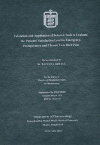 Image of Validation and Application of Selected Tools to Evaluate the Patients' Satisfaction Level in Emergency, Postoperative and Chronic Low Back Pain