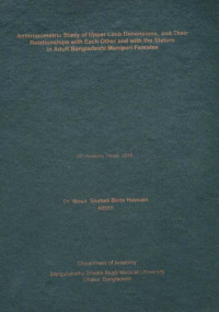 Image of Anthropometric Study of Upper Limb Dimensions, and Their Relationships with Each Other and with the Stature in Adult Bangladeshi Manipuri Females