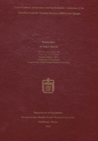 Image of Cross Culture Adaption and Psychometric Validation of the Modified Scale for Suicidal Ideation (MSSI) into Bangla