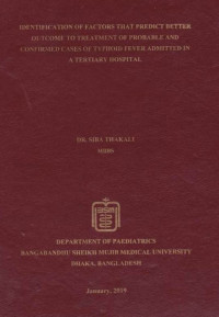 Image of IDENTIFICATION OF FACTORS THAT PREDICT BETTER OUTCOME TO TREATMENT OF PROBABLE CONFIRMED CASES OF TYPHOID FEVER ADMITTED IN A TERTIARY HOSPITAL