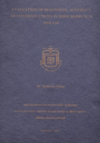 Image of EVALUATION OF DIAGNOSTIC ACCURACY OF CONTRAST ENEMA IN HIRSCHSPRUNG'S DISEASE