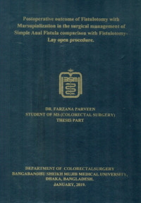 Image of Postoperative Outcome of Fistulotomy with Marsupialization in the Surgical Management of Simple Anal Fistula Comparison with Fistulotomy-Lay open Procedure