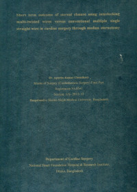Image of Short Term Outcome of Sternal Closur Using Interlocking Multi-Twisted Wires Versus Conventional Multiple Single Straight Wire in Cardiac Surgery Through Median Sternotomy