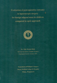 Image of Evaluation of Post-Operative Outcome in Laparoscopic Surgery for Benign Adnexal Mass in Children Compared to Open Approach