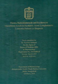 Image of Plasma Malondialdehyde and Erythrocyte Glutathione Levels in Paediatric Acute Lymphoblastic Leukemia Patients at Diagnosis