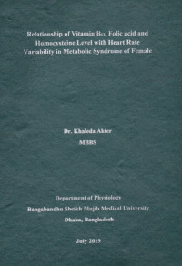 Image of Relationship of Vitamin B12, Folic acid and Homocysteine Level with Heart Rate Variability in Metabolic Syndrome of Female
