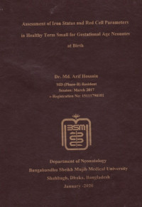 Image of Assessment of Iron Status and Red Cell Parameters in Healthy Term Small for Gestational Age Neonates at Birth