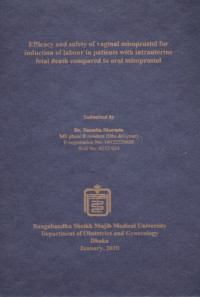 Image of Efficacy and Safety of Vaginal Misoprostol for Induction of Labour in Patients with Intrauterine Fetal Death Compared to Oral Misoprostol