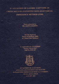 Image of Evaluation of Gastric Emptying in Critically Ill Patients Using Electrical Impedance Method (EIM)