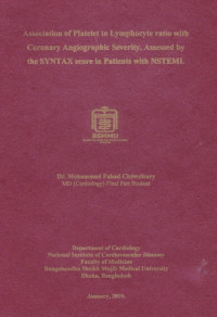Image of Association of Platelet to Lymphocyte Ratio with Coronary Angiographic Severity, Assessed by the SYNTAX Score in Patients with NSTEMI