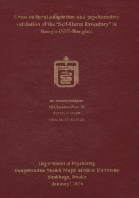 Image of Cross Cultural Adaptation and Psychometric Validation of the 'Self-Harm Inventory' in Bangla (SHI-Bangla)