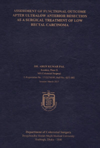 Image of Assessment of Functional Outcome After Ultralow Anterior Resection as a Surgical Treatment of low Rectal Carcinoma