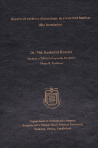 Image of Results of Revision Discectomy in Recurrrent Lumbar Disc Herniation