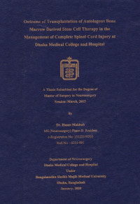 Image of Outcome of Transplantation of Autologous Bone Marrow Derived Stem Cell Therapy in the Management of Complete Spinal Cord Injury at Dhaka Medical College and Hospital